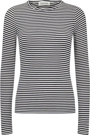 Sofie Schnoor Koszulki, Kobieta, Czarny, L, Granatowo Pasiasty T-shirt z Długim Rękawem