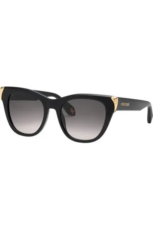 Roberto Cavalli Akcesoria, Kobieta, Czarny, ONE SIZE, Okulary przeciwsłoneczne Cat-eye z kłami