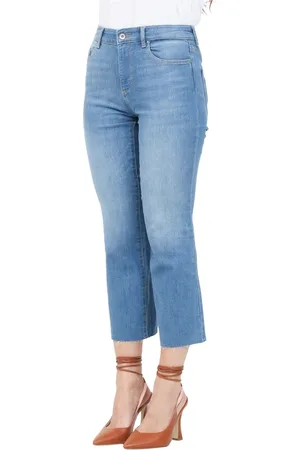 ONLY Jeansy, Kobieta, Niebieski, XL, Denim, Jasnoniebieskie Jeansyy Cropped z Poszarpanym Dolem