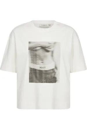 Copenhagen Muse Koszulki, Kobieta, Biały, XL, Bawełna, T-shirt Jet Stream z nadrukiem logo