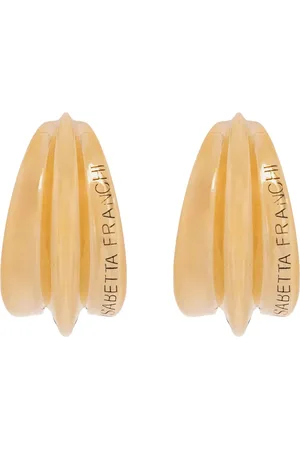 Elisabetta Franchi Akcesoria, Kobieta, Żółty, ONE SIZE, Liść Metalowe Kolczyki
