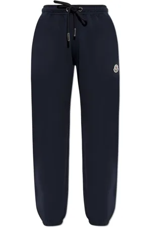 Moncler Spodnie, Kobieta, Niebieski, M, Bawełna, Spodnie dresowe z logo