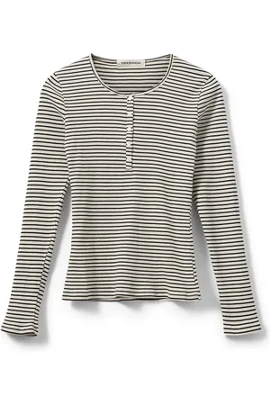 Sofie Schnoor Koszulki, Kobieta, Szary, M, Czarno-biały T-shirt z długim rękawem