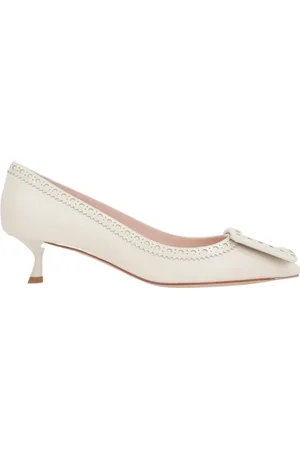 Roger Vivier Buty, Kobieta, Beżowy, 40 EU, Beżowe Skórzane Szpilki z Klamrą