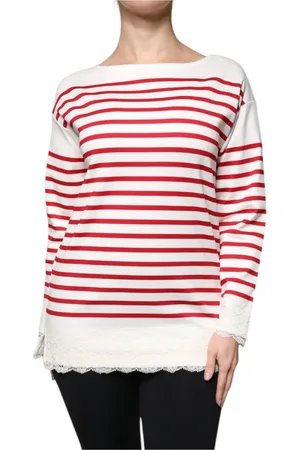 Dolce & Gabbana Koszulki, Kobieta, Wielobarwność, S, Paski z Logo Długi Rękaw Top