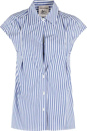 SEMICOUTURE Bluzki, Kobieta, Niebieski, XS, Elegancka Sukienka Nicol