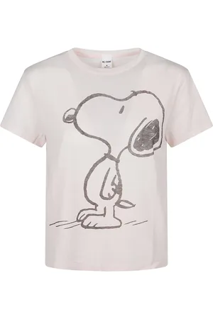 RE/DONE Koszulki, Kobieta, Beżowy, S, Klasyczny T-shirt z Snoopy