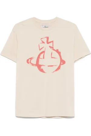 Vivienne Westwood Koszulki, Mężczyzna, Beżowy, M, Klasyczny beżowy T-shirt z nadrukiem Orb