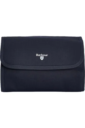 Barbour Torebki, Kobieta, Niebieski, ONE SIZE, Niebieska Wisząca Kosmetyczka z Szczegółem w Kratę