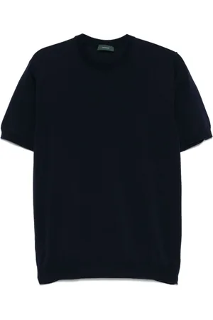 ZANONE Koszulki, Mężczyzna, Niebieski, M, Niebieskie T-shirty i Pola