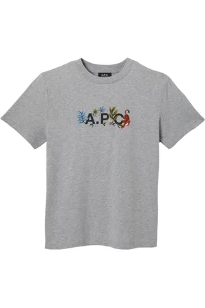A.P.C. Koszulki, Mężczyzna, Szary, S, Bawełna, Koszulka z kwiatowym logo