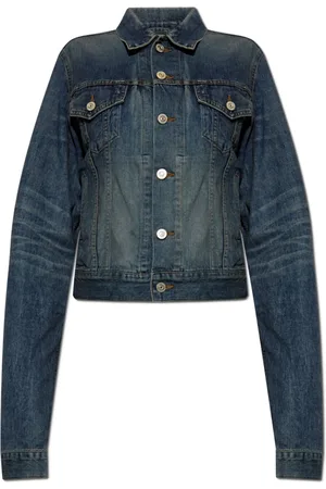 Balenciaga Kurtki, Kobieta, Niebieski, M, Denim, Jeansyowa kurtka z efektem `vintage`