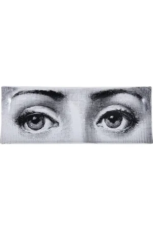 FORNASETTI Akcesoria, Kobieta, Czarny, ONE SIZE, Czarno-Białe Prostokątne Taca Occhi