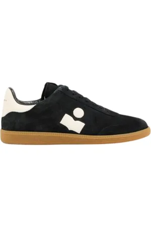 Isabel Marant Buty, Mężczyzna, Czarny, 45 EU, Skóra, Skórzane sneakersy Czarne/Białe Logo Sznurowane