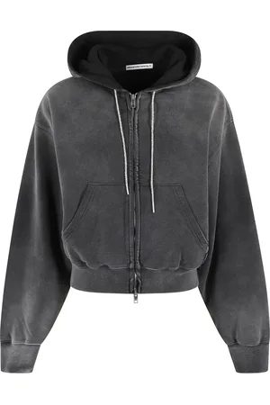 Alexander Wang Bluzy, Kobieta, Szary, S, Bluza z zamkiem i sznurkiem z kryształkami