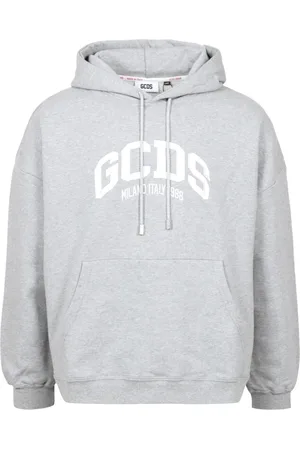GCDS Bluzy, Mężczyzna, Szary, S, Szara Bluza z Logo i Sznurkiem