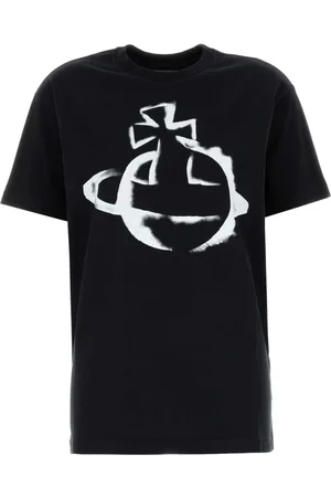 Vivienne Westwood Koszulki, Kobieta, Czarny, S, Oversize Czarna Bawełniana Koszulka