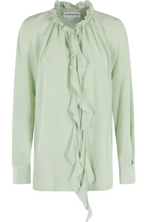 Victoria Beckham Bluzki, Kobieta, Zielony, S, Bluzka z falbanami