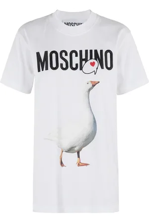 Moschino Koszulki, Kobieta, Biały, S, Luźny Bawełniany T-shirt