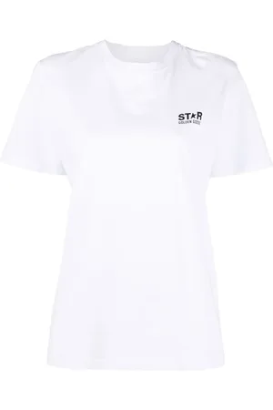 Golden Goose Koszulki, Kobieta, Biały, L, Bawełna, T-shirt z nadrukiem gwiazdy