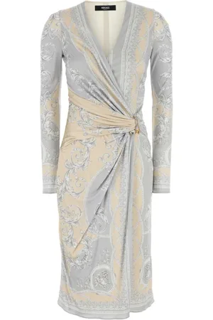 VERSACE Sukienki, Kobieta, Wielobarwność, L, Elegancka Sukienka z Wiskozy