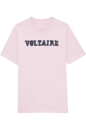 Zadig & Voltaire Koszulki, Kobieta, Różowy, S, Bawełna, Różowa bawełniana koszulka z krótkim rękawem