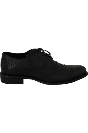 Dolce & Gabbana Buty, Mężczyzna, Niebieski, 39 EU, Skóra, Eleganckie Wingtip Derby Buty w Ciemnym Niebieskim