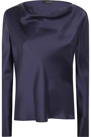 Alberta Ferretti Koszulki, Kobieta, Niebieski, S, Bluzka z satyny