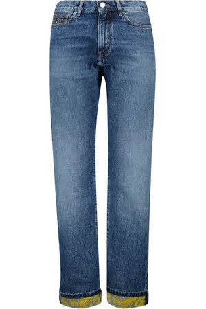 VERSACE Jeansy, Mężczyzna, Niebieski, W33, Barocco Jeansy o prostym krojuy Wiosna-Lato 2025