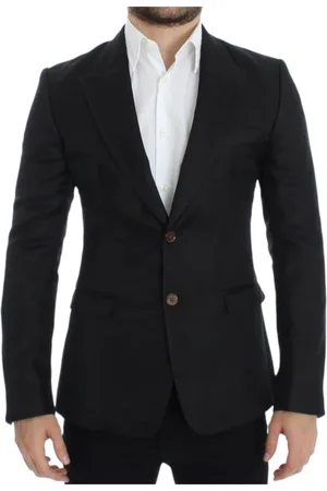 Dolce & Gabbana Kurtki, Mężczyzna, Czarny, M, Bawełna, Elegancki czarny blezer z jedwabną mieszanką