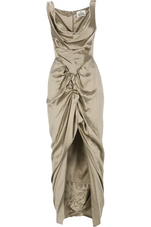 Vivienne Westwood Sukienki, Kobieta, Zielony, S, Zielona Sukienka z Wiskozy z Detalem