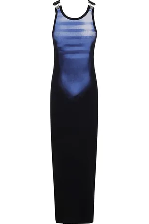 Jean Paul Gaultier Sukienki, Kobieta, Wielobarwność, M, Długa sukienka z żebrowanym materiałem i zapięciem