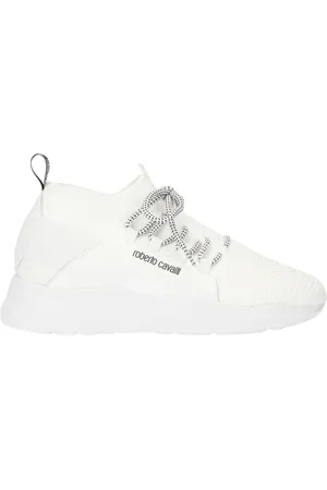 Roberto Cavalli Buty, Mężczyzna, Biały, 39 EU, Skóra, Stylowe skórzane buty do biegania
