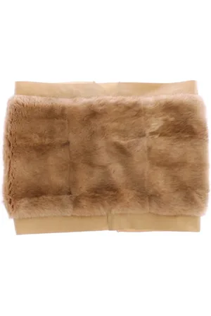 Dolce & Gabbana Akcesoria, Kobieta, Beżowy, ONE SIZE, Luksusowy Beżowy Szal z Futra Mink Foulard na Szyję