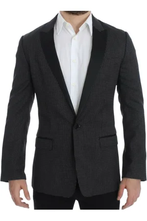 Dolce & Gabbana Kurtki, Mężczyzna, Czarny, M, Bawełna, Martini Czarny Kropkowany Slim Fit Blezer