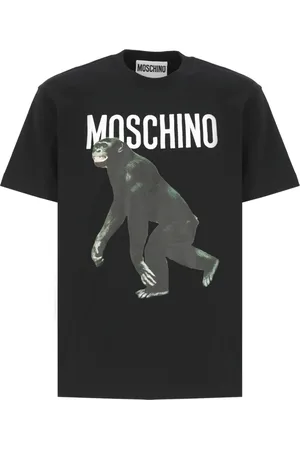 Moschino Koszulki, Mężczyzna, Czarny, L, Czarna koszulka z dekoltem i nadrukiem