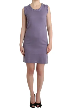 John Galliano Sukienki, Kobieta, Fioletowy, S, Bawełna, Elegancka Fioletowa Sukienka Bawełniana