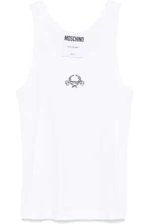 Moschino Koszulki, Mężczyzna, Biały, L, Biała Bezrękawnik z Okrągłym Dekoltem