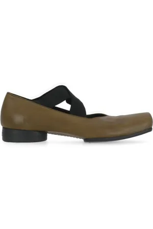 UMA WANG Buty, Kobieta, Zielony, 39 EU, Zielone skórzane baletki z krzyżującymi się paskami