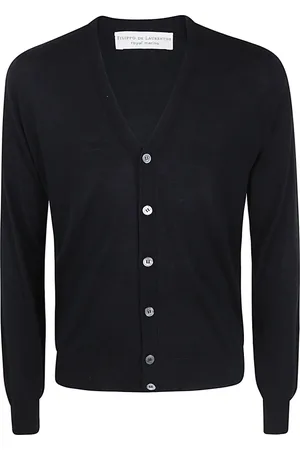 FILIPPO DE LAURENTIIS Swetry, Mężczyzna, Czarny, L, Sweter Merino Cardigan