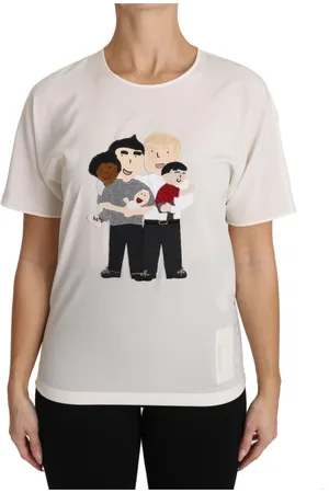 Dolce & Gabbana Koszulki, Kobieta, Biały, L, Elegancka jedwabna bluzka z aplikacjami