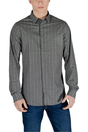 Armani Exchange Koszule, Mężczyzna, Czarny, L, Koszula z długim rękawem Kolekcja Wiosna/Lato