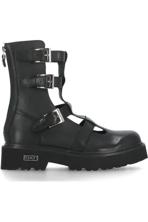 Cult Buty, Kobieta, Czarny, 38 EU, Czarne Skórzane Buty z Klamrą