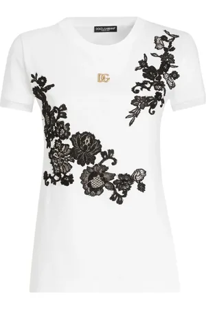 Dolce & Gabbana Koszulki, Kobieta, Biały, S, Koszulka z logo