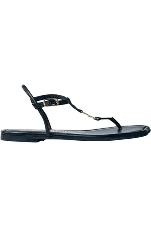 Vivienne Westwood Buty, Kobieta, Czarny, 39 EU, Orb Thong Sandal z Złotym Hardwarem