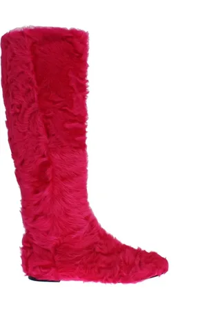 Dolce & Gabbana Buty, Kobieta, Różowy, 38 EU, Skóra, Eleganckie Różowe Buty z Futra