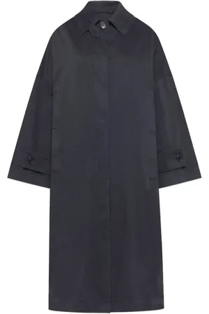 MOMONÍ Płaszcze, Kobieta, Niebieski, L, Bawełna, Oversize Trenchcoat w kolorze granatowym