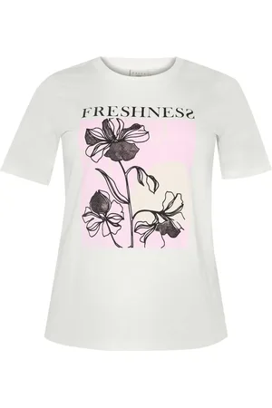 Kaffe Koszulki, Kobieta, Biały, S, T-shirt z Graficznym Nadrukiem