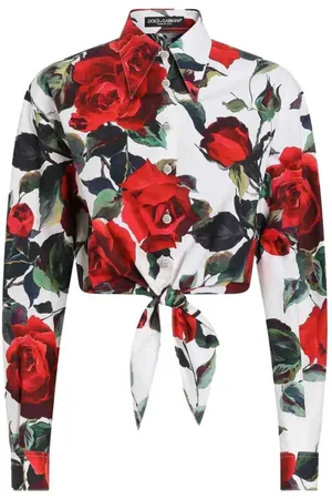 Dolce & Gabbana Bluzki, Kobieta, Wielobarwność, XS, Bluzka z Różami Biała