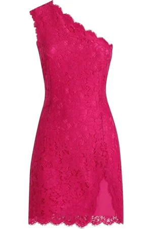 Dolce & Gabbana Sukienki, Kobieta, Różowy, S, Krótka Sukienka z Koronką w Kolorze Fuchsia